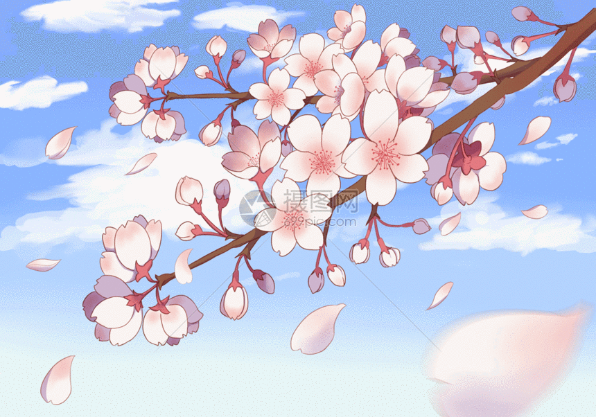 Zoom Background Cherry Blossom Cartoon GIF